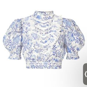 Hemant & Nandita Blue Floral Crop Top